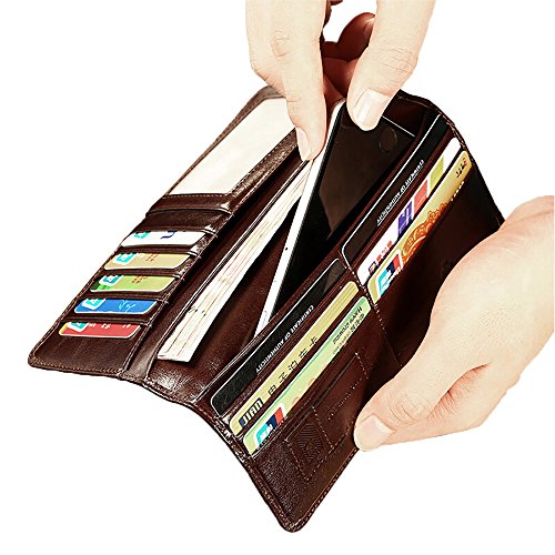 Genuine Italian Leather Handbag Organizer Card Case Long Bifold Wallet3