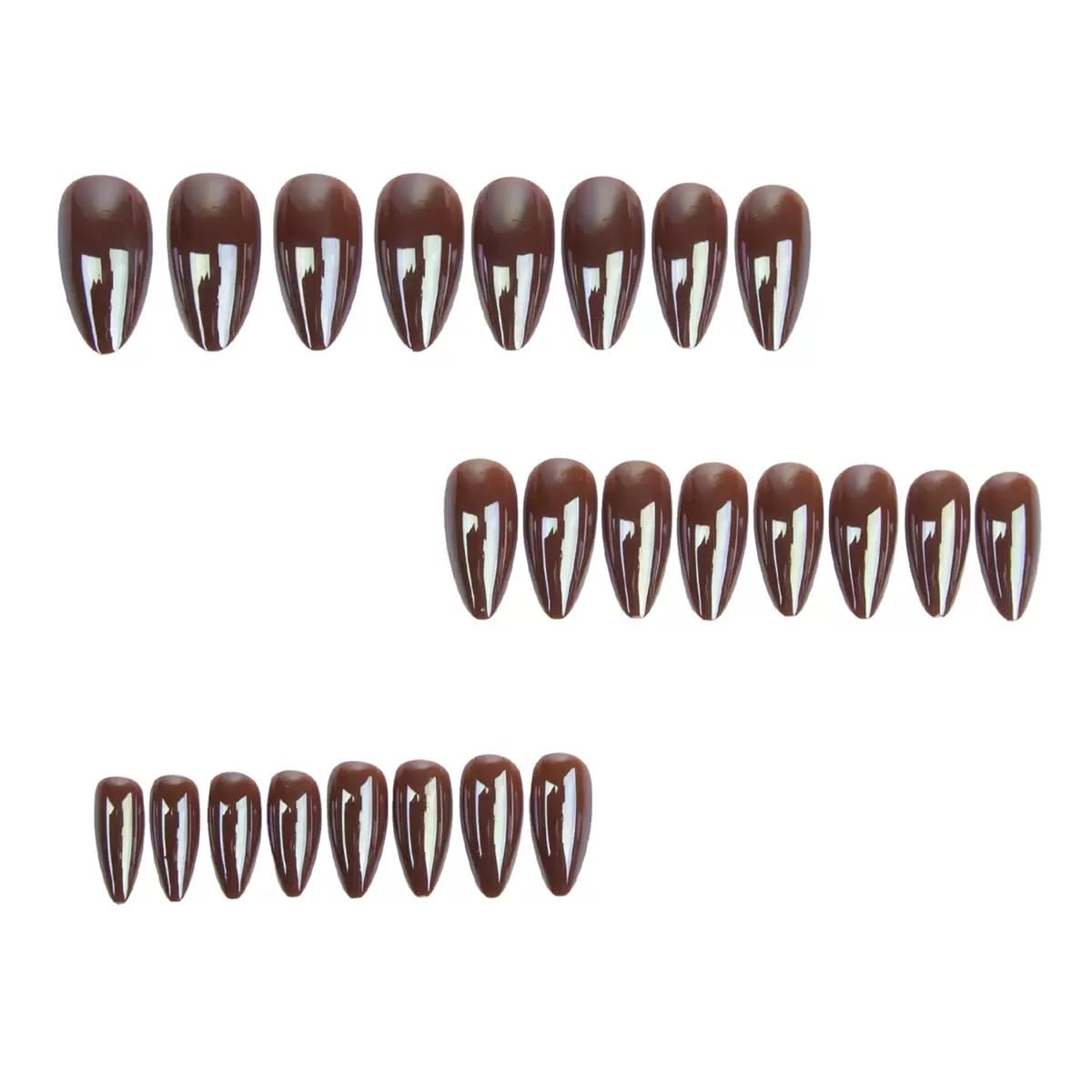 CTTHNBD Press on Nails Almond - Medium Fake Nails with Solid Color Design - Winter, Brown False Nails Press ons - for Women 24 Pcs image 2