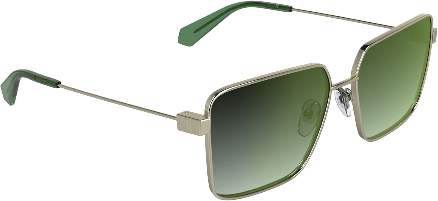 Calvin Klein Jeans Women's Sunglasses CKJ26201S - Light Gold with Mirror Gradient Green Lens