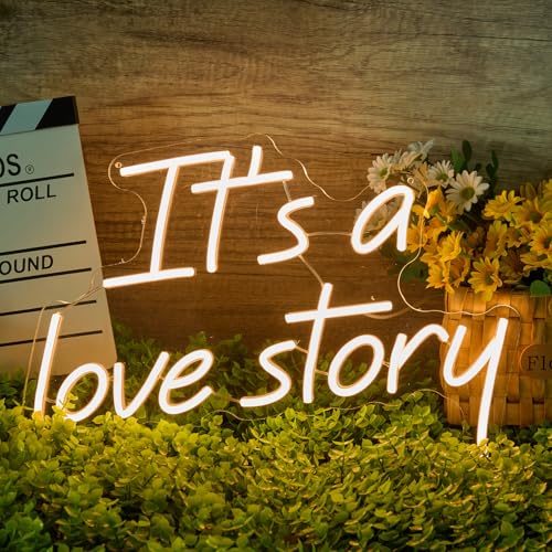 It's a Love Story Neon Signs for Bedroom Living Room Wall Decor, Romantic Gift for Wedding, Engagement, Anniversary, Birthday, Valentine'S Day