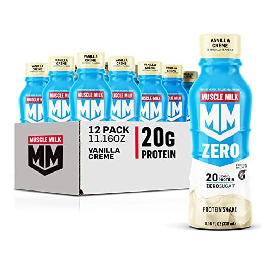 Muscle Milk Zero Protein Shake, Vanilla Crème, 20g Protein, Zero Sugar, 100 Calories, Calcium, Vitamins A, C & D, 4g Fiber, Energizing Snack, Workout Recovery, Packaging May Vary 11.16 Fl Oz (Pack of 12)