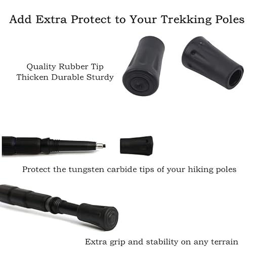 6Pcs Walking Stick Tips, Replacement Rubber Tips For Walking Sticks, Trekking Pole Tips Baskets Hiking Pole Tips Feet Shock Absorption Rubber Cane Tips 11Mm Diameter Survival Hiking Stick Accessories #TOP2