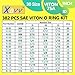 XBVV 382 PCS 30 Size SAE FKM Viton O-Ring Kit for Various Chemical, Aerospace, Cylinder, Hydraulic, Automotive Engines and Plumbing O-Ring Repair with 4-Piece Pick Set and Resist Oil and Heat