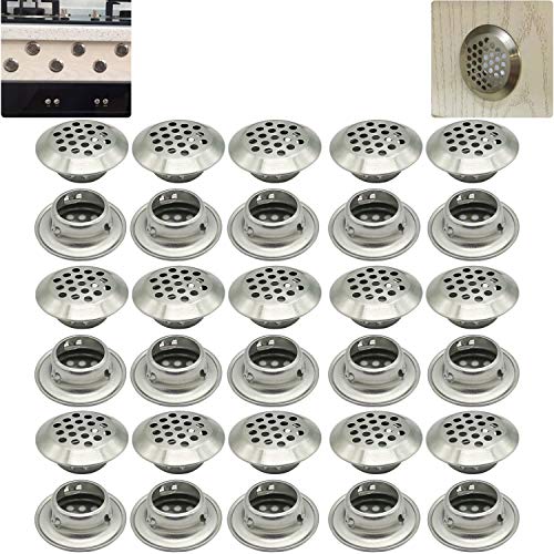 CTRICALVER 19MM Acciaio Inox Rotondo Griglia Di Ventilazione | Griglia di ventilazione Foro per Sfiato | Aria Griglie Di Ventilazione, per Cucina, Armadi, Guardaroba, Scarpe Armadietto,30PCS