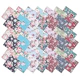 42er Set Stoffreste Zum Nähen Patchwork Stoffe Paket Vintage Baumwollquadrate Vorgefertigte Quadrate Patchwork Stoff für Heimdekoration Patchwork-Decken Taschen Partydekoration Basteln