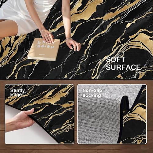 Tapete black gold 5'x7' para sala y dormitorio miniatura 6