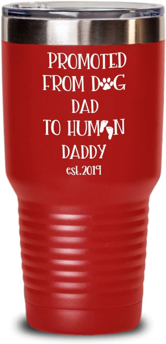First Time Dad Tumbler Mug Est 2019 Pregnancy Announcement Daddy to Be New Father Mug Baby Reveal From Dog to Human Birth