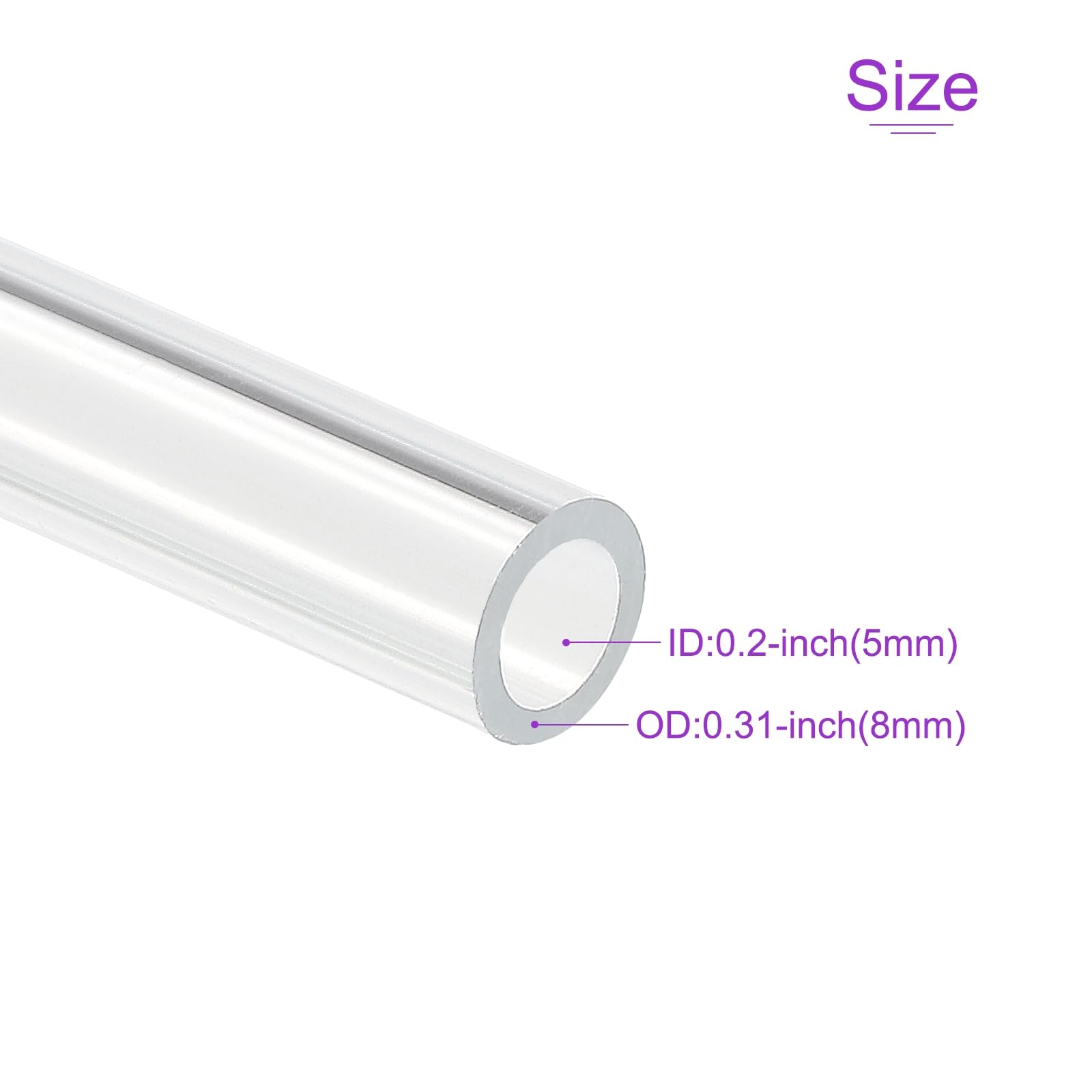 DMiotech 2 szt. 5 mm x 8 mm (3/40.6 cm x 5/40.6 cm) przezroczysta akrylowa rurka sztywna plastikowa rurka 25 cm do rury wodnej akwarium, systemu chłodzenia wodą, hydrauliki