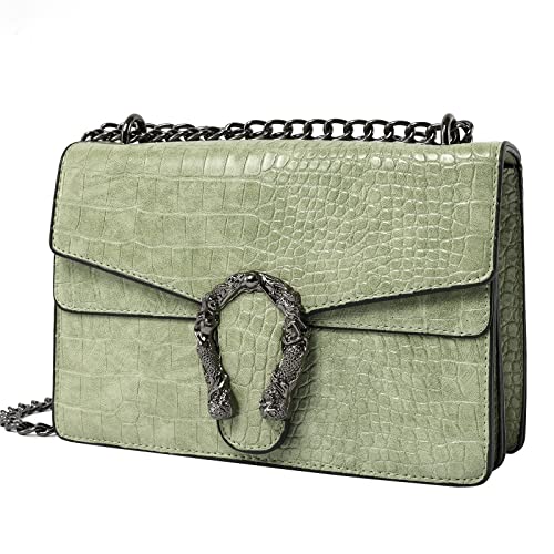 QQZJ Crossbody Shoulder Evening Bag for Women Snake Printed Leather Messenger Bag Chain Strap Clutch Small Square Satchel Purse