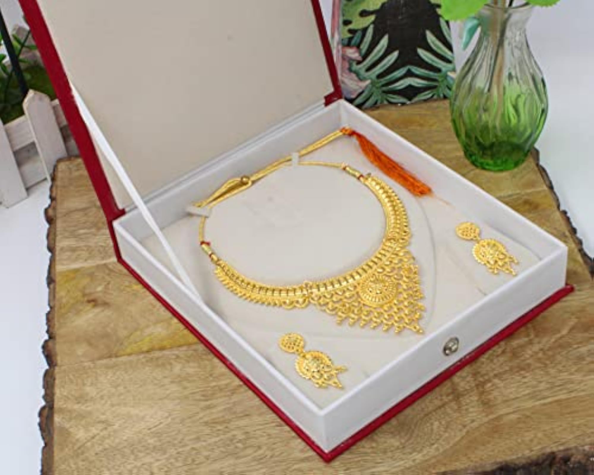 Satin Maroon Jewellery Box for Makeup and Accessories
