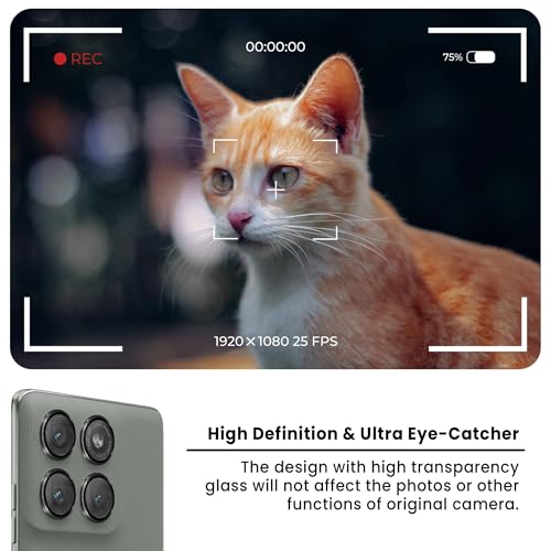 Image of ArmourPro Camera Rings Tempered Glass for Motorola Edge 60 Pro, Tough HD Individual Aluminum Alloy Rings 9H Camera Cover, Scratch-Resistant,Camera Lens Protection| Black, 1 Pack