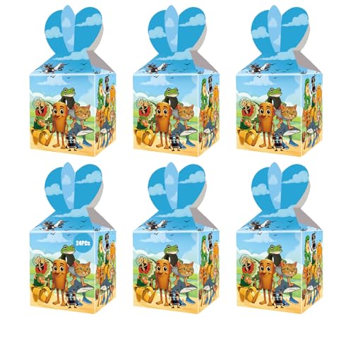 Italian Brainrot Cartoon Animal Party Favor Boxes, 24 Pack Gift Boxes for Birthday Celebrations, 3.9 x 3.3 x 3.3 Inches