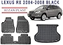 Floor Mats Compatible with Lexus RX 2004-2008 300 330 350 400 450 Black Hybrid SUV 1st 2nd Row + Rear Cargo Liner Car Interior Accessories