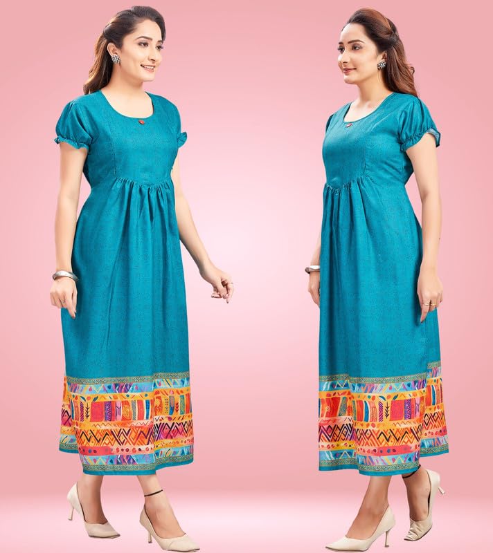 Image of RITIJYA Feeding Kurtis for Women with Zip | Maternity Gown Pregnancy Dress for Nursing Mothers | Viscose Rayon | Stylish & Comfortable | S to 4XL | Maternity Wear Feeding Dress Tops