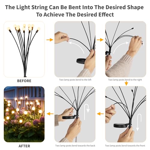 Outdoor Solar Lights Waterproof (2 Pack, 20 LED), Fairy Garden Decor, Fairy Tale Courtyard Decor, Firefly Lights, Solar Garden Lights, Solar Landscape Lights, Gifts for Women Who Have Everything - image 8