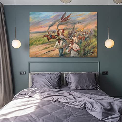 Rucatto Surreal Colonial War Art Painting Poster Canvas Painting Wall Art Poster For Bedroom Living Room Decor 24X36Inch(60X90Cm) Frame-Style #TOP7