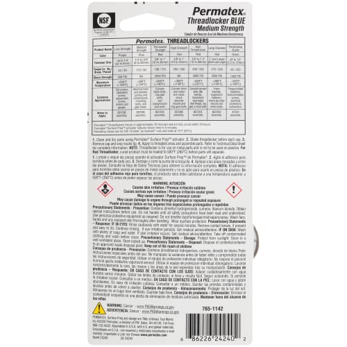 Permatex 24240 Medium Strength Threadlocker Blue, 36 Ml, Automotive Threadlocker For Preventing Bolts From Loosening And Corrosion, Removable With Hand Tools #TOP1
