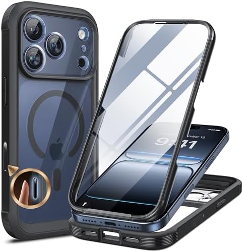 Miracase für iPhone 17 Pro Max Hülle für MagSafe, 360° Ganzkörper-Stoßfest | mit Blasenfrei Kratzfest Glas-Bildschirmschutz und Vollständiger Kameraschutz, Magnetisch Handyhülle fü