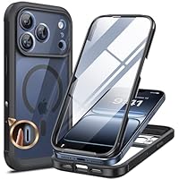 Miracase 360 Grad für iPhone 17 Pro Hülle mit Magsafe, Eingebaut Glas Schutzfolie, Komplettschutz HandyHülle Magnetisch Stoßfest Case für iPhone 17 Pro Schutzhüllen 6,3 Zoll,Schwarz