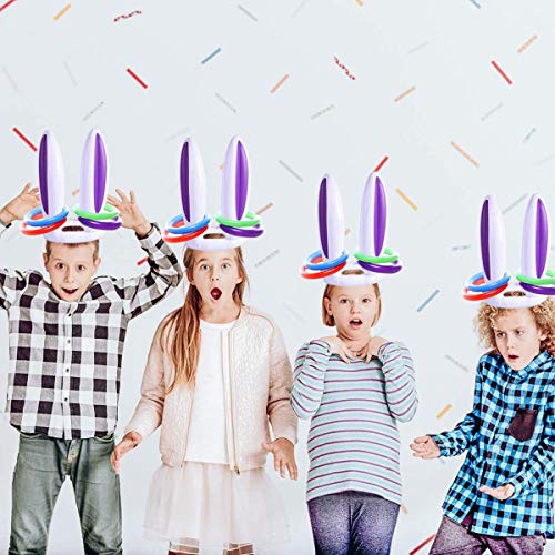 IRONLAND 5 Pack Easter Inflatable Bunny Ears Ring Toss Party Games Easter Indoor Outdoor Rabbit Ears Ring Toss Games Toys Gift Party Favors Supplies for Kids Adult Family School Carnival