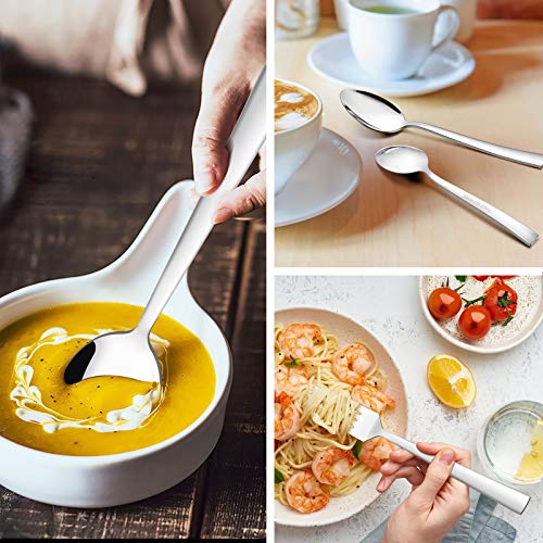 image for 48-Piece Silverware Set, HaWare Stainless Steel Square Flatware Cutler