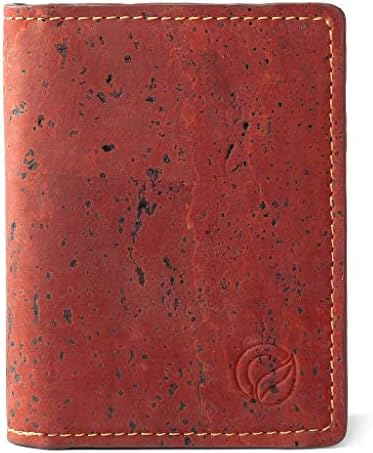 Slim Wallet for Men, RFID Safe, Vegan Non Leather, Bi-fold Cards Cash, Red