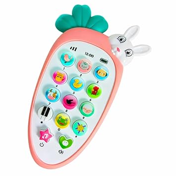 PLUSPOINT Rabbit Bunny Toy Phone for Toddlers – Carrot Style Mobile with Music, Animal Sounds, Lights & Songs | Pretend Play & Birthday Return Gift (Multicolor) – Battery Not Included (Rabbit Phone)