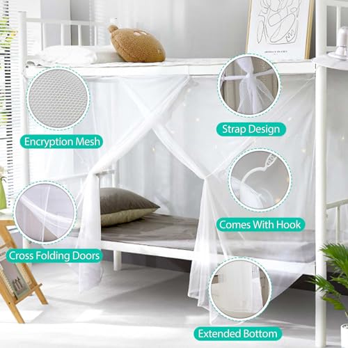 Miniatura 3 de Hoopoe Mosquitera Cama,Grande Dosel Cama Redes Antimosquitos Para Individual Y Doble, Mosquiteras Viaje Blanco Portátil Malla Fina Para Viajes Y Hogar 200x180x165 Cm