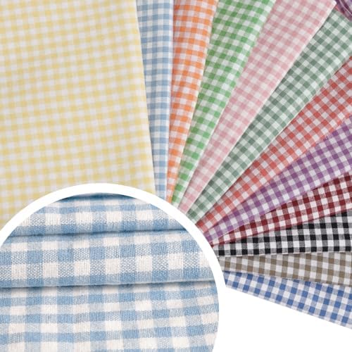 HHZZMIAO 57”W x 36”L Gingham Poly-Cotton Fabric Cut By The Yard, Checkered Plaid Vintage Fabric for DIY, Homespun, Handmade,Sewing and Home Textiles(Yellow,1 Yard) - 2