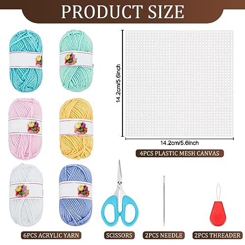 FREEBLOSS 12 Set Bookmark Kit 6 Colors Yarn Plastic Canvas Heart Pattern Bookmark Cross Stitch Kit with Instruction Plastic Canvas for Embroidery Crafting Adults - Thumbnail 2
