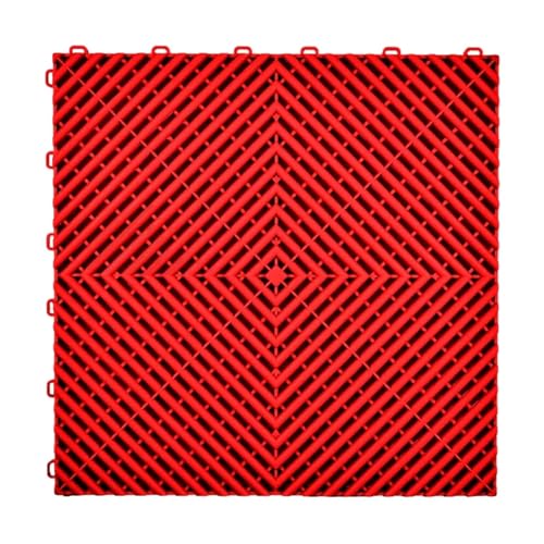 5 Pcs 400X400X18mm Anti Slip Garage Floor Tiles Interlocking Plastic Deck Mat For Car Parking Wokshop(Red)