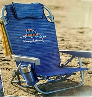Tommy Bahama Backpack Beach Chair-New 2022 Designs-5-Position Classic Lay Flat-Insulated Cooler Towel Bar-Storage Pouch (Sailfish and Palms)