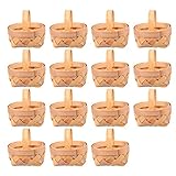 Yardwe 15pcs Mini Woven Baskets with Handles Small Wood Chip Baskets Miniature Picnic Baskets Dollhouse Craft Basket Party Favor Container for Fairy Garden Ornament