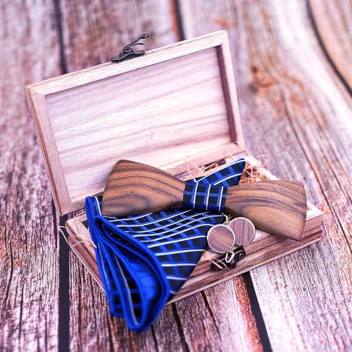 Set de corbata negra, pañuelo y gemelos para hombre miniatura 2