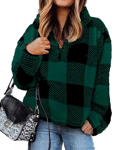 Image of BTFBM Women Sherpa Pullover Quarter Zip Long Sleeve Fluffy Soft Fleece Jackets Sweaters Sweatshirts Hoodies Outwear Coat