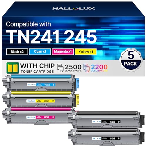 HALLOLUX TN241 TN245 Kompatible für Brother TN-241 Toner TN-245 TN242 für Brother MFC 9332cdw Toner für Toner DCP 9022cdw MFC-9332CDW MFC-9142CDN HL-3142CW HL-3152CDW DCP-9017CDW (5er-Pack)