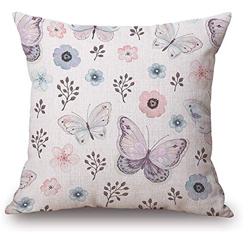 Suo Long Funda de Almohada Happy Cool Square Jellyfish Series Mariposa y Flor