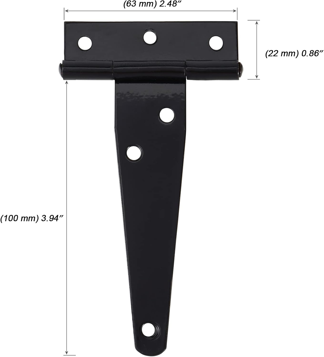 MOUYAT 20 Pack 4 Inch Black T-Strap Hinge Bulk, Heavy Duty Iron Barn Door Hinges with Screws, T Strap Shed Door Hinges for Wooden Door, Window, Fence