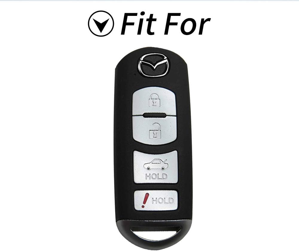 Jazzshion Car Key fob Cover Key Case Replacement for Mazda 3 6 8 CX-3 CX-5 CX-7 CX-9 Miata MX-5 Smart 4 Buttons Key fob Cover Key Holder for Men and Women