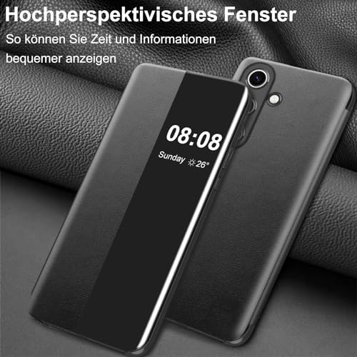 for Samsung S26 Case Flip Leather Cover Clear S-View, for Samsung Galaxy S26 Phone Case Smart Window Hard Flip Shockproof Protective Cover Galaxy S26 5G Case Clear View by Hovisi - Image 7