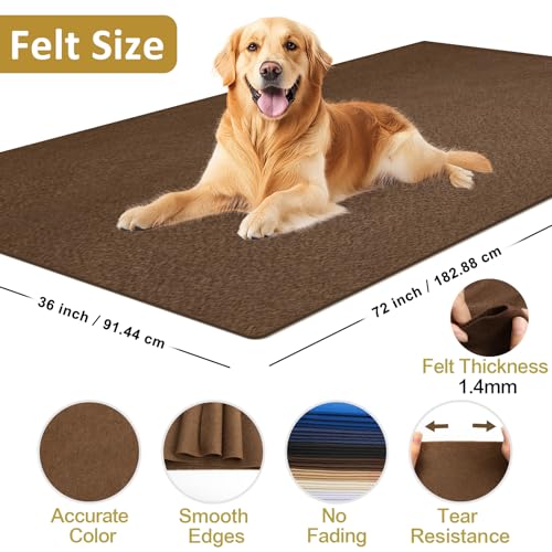 Image of XSEINO Chocolate Brown Large Felt Fabric 72 inch X 36 inch(2 Square Yards), 1.4 mm Thick Soft Felt Fabric Sheet for Crafts, Brown Series Colors Soft Nonwoven Fabric, Fit for Decoration, Sewing, DIY Crafts