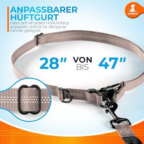 Joggingleine für Hunde zum Laufen, Joggen, Wandern | 2 in 1 Joggingleine und Normale Hundeleine für Große und Mittelgroße Hunde mit Doppelgriff | Bauchgurt Hundeleine