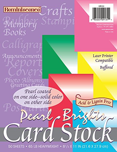 Pacon Card Stock, Pearl Brights Assortment, 5 Colors, 8-1/2