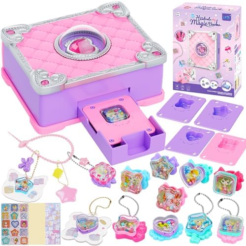 71 PCS DIY Jewel Rings Stickers Magical Kits for Little Girls, Handmade DIY Crafting Rings Bracelet Pendent Keychain, DIY Crafts for Kids, Birthday Gifts Toys for Age 6 7 8 9+ Year Old Girls
