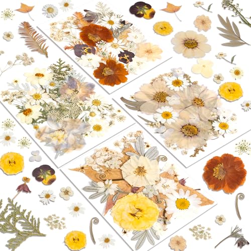 Image of Dried Flowers, Resiners 100Pcs Pressed Flowers for Craft Real Natural Dried Flowers Dry Leaves Kit for DIY Making Crafts Resin Soap Candle Scrapbook Supplies Jewelry Making