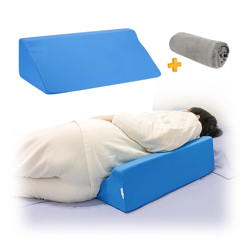 Almohadas de cuña para Dormir de Espuma de Cama, cuñas de posicionadores corporales, Almohada de inclinación de 30 Grados para Adultos (1 Almohada + 2 Fundas)