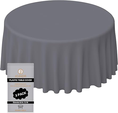 Paquete de 3 manteles redondos de plástico desechable, grueso y resistente al estiramiento, color puro para fiestas, cumpleaños, bodas, Navidad,