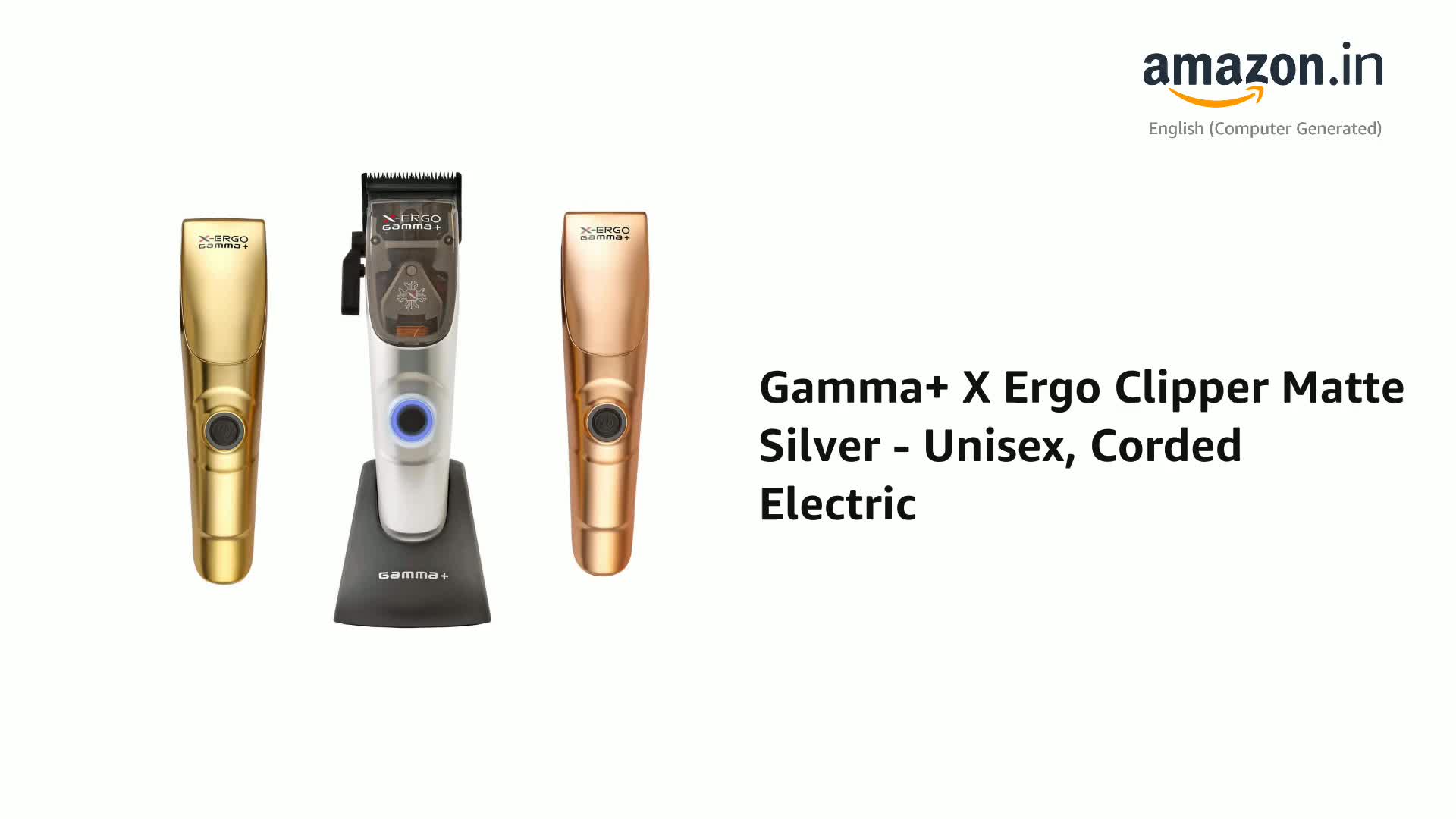 Gamma+ X Ergo Clipper Matte Silver - Unisex, Corded Electric 