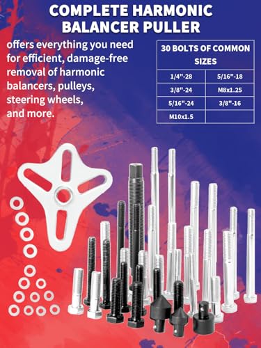 image for Punmew Harmonic Balancer Puller 46pcs Steering Wheel Puller Flywheel R