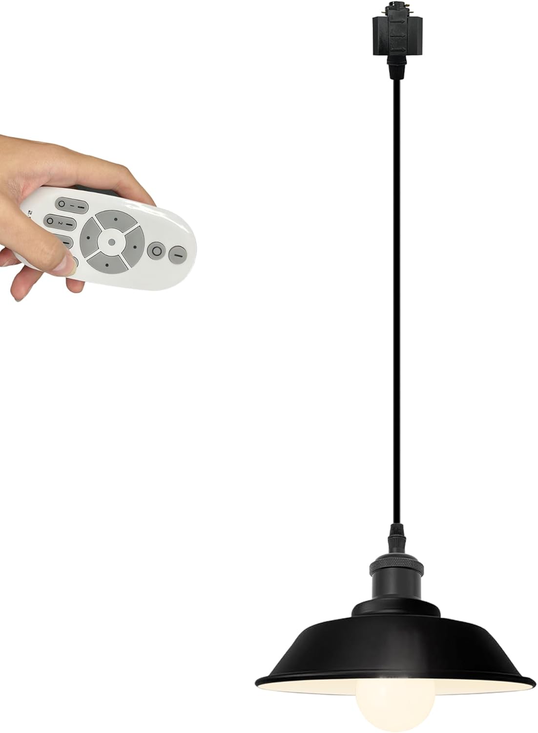 H-Type Track Lighting Pendant Restaurant Retro Black Light 2.4GHz 3-Zone Remote Control Stepless Dimming Circular Shape, Halo Track Mounted Customizable for Kitchen Island, 1 Light TB2748